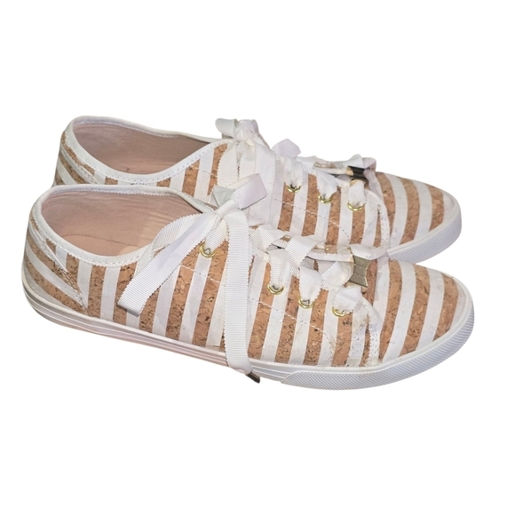 kate spade Shoes - Kate Spade New York Lodero Tan and White Striped Fashion Sneakers 8.5